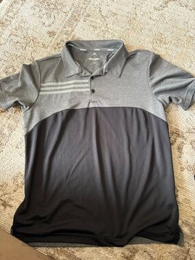 adidas Men’s Gray and Black Two-Tone Polo